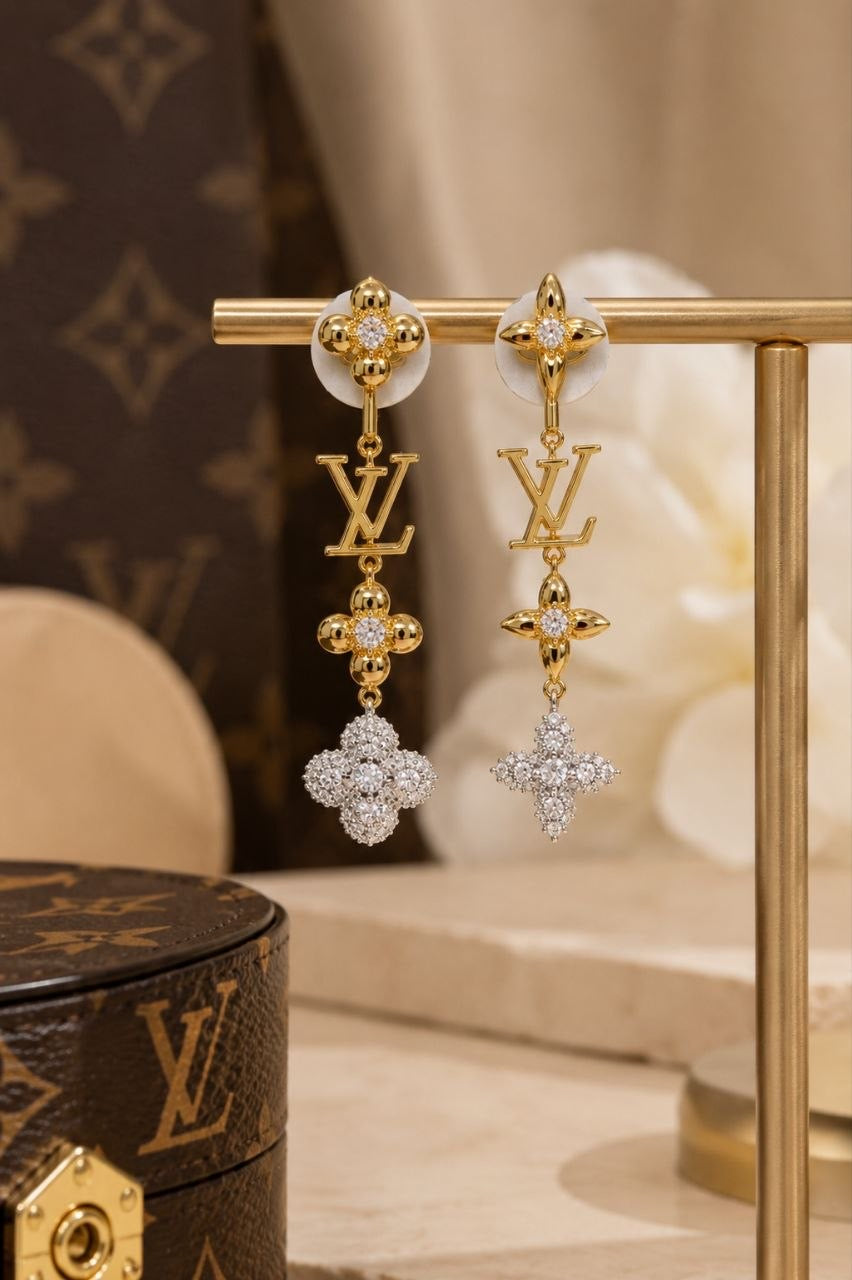 LV Crystal Drop Earrings
