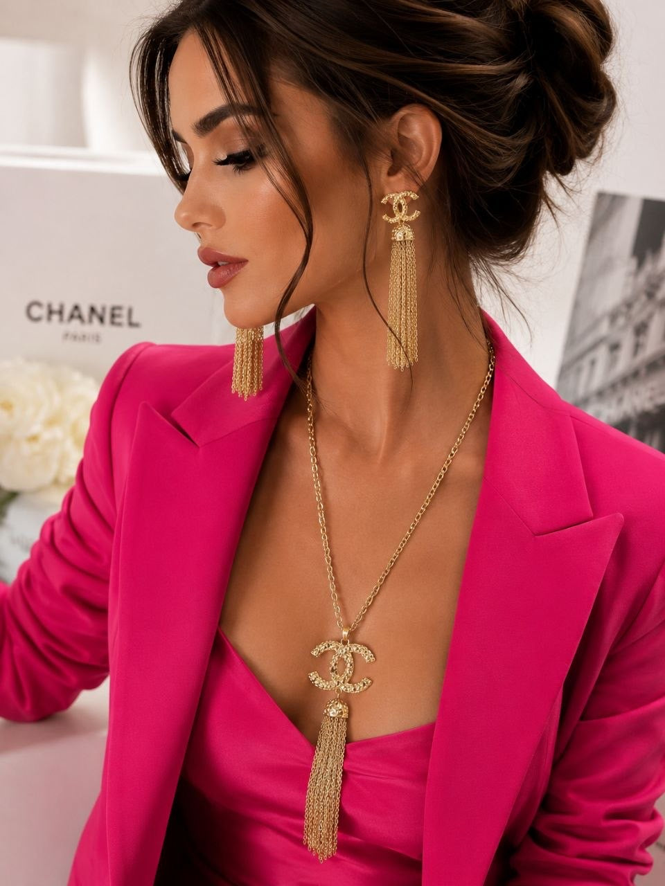 CC Gold Tassel Earrings