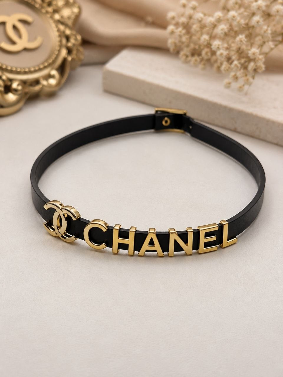 CC Logo Leather Choker