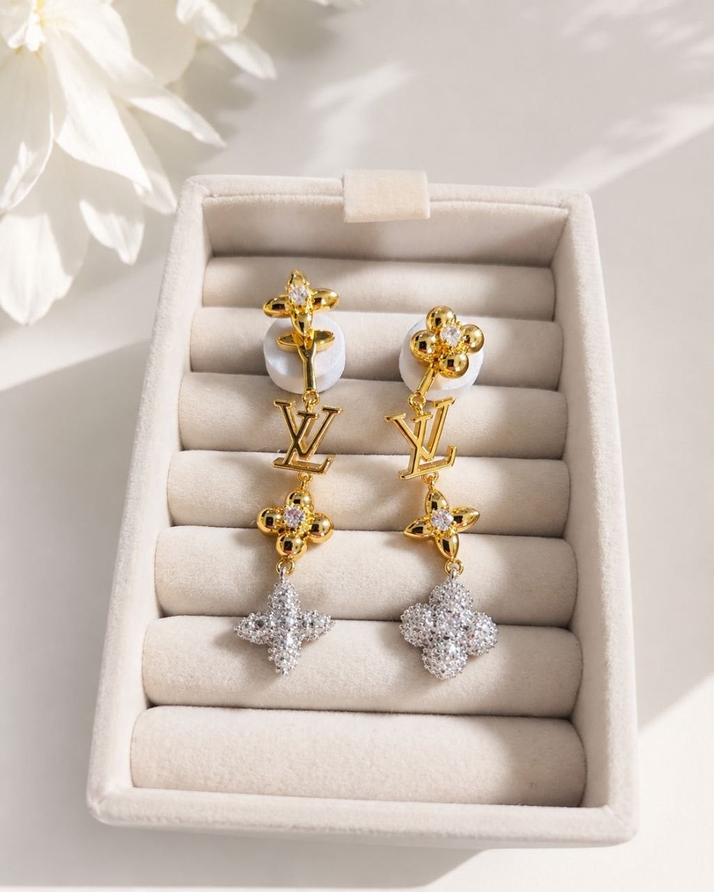 LV Crystal Drop Earrings