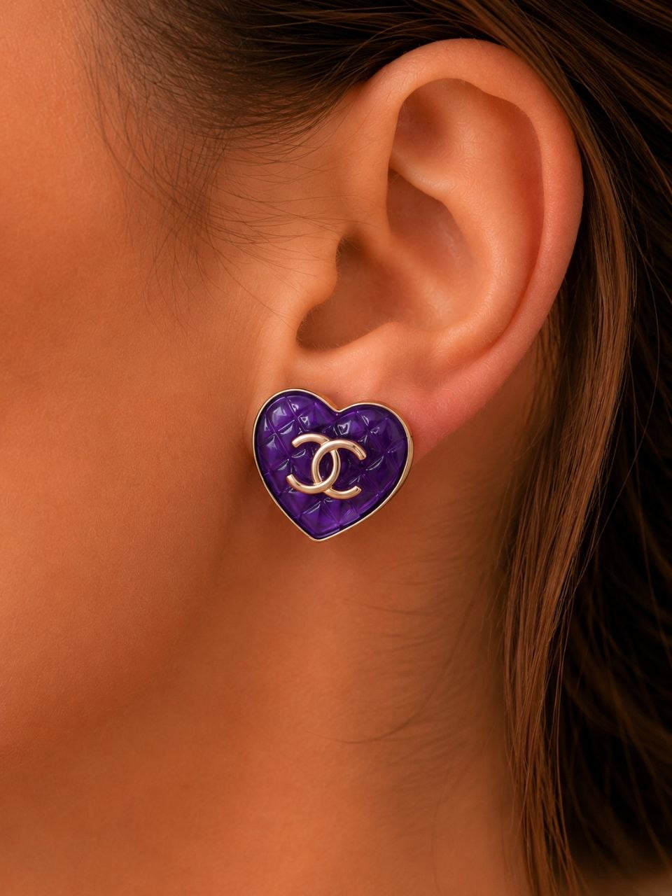 CC Purple Heart Stud Earrings