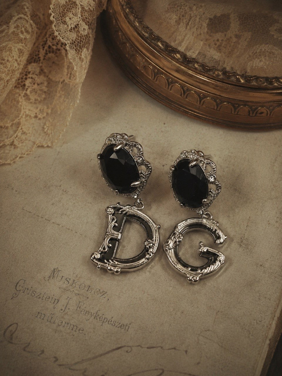 DG Black Crystal Drop Earrings