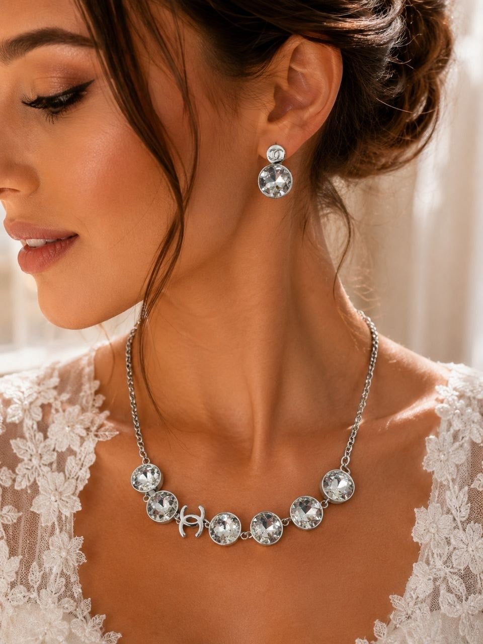 CC Silver Crystal Drop Earrings