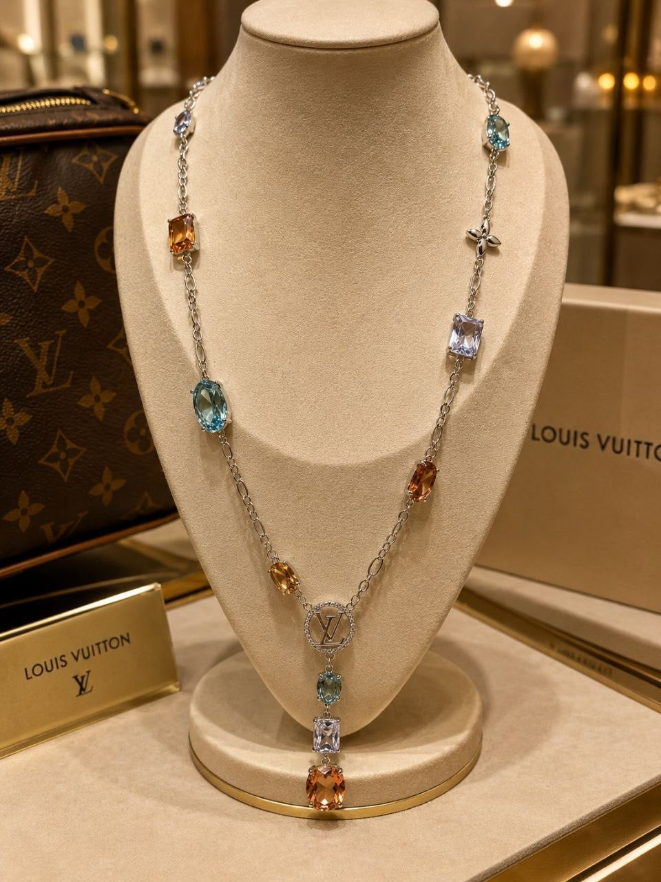 LV Crystal Y Necklace
