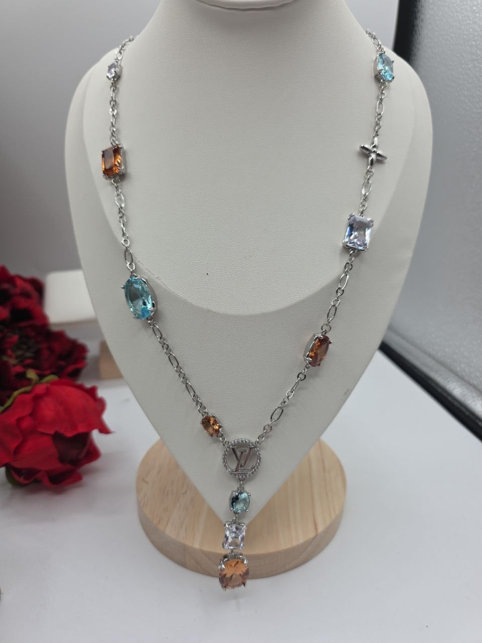 LV Crystal Y Necklace