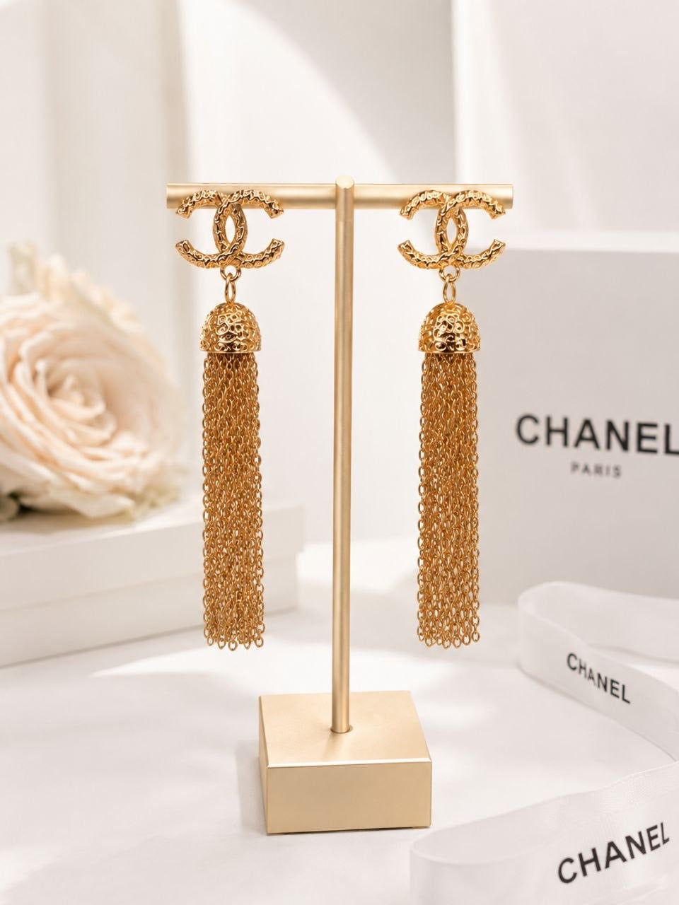 CC Gold Tassel Earrings
