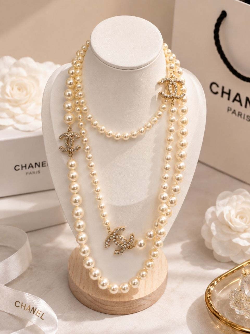 CC Crystal Pearl Necklace