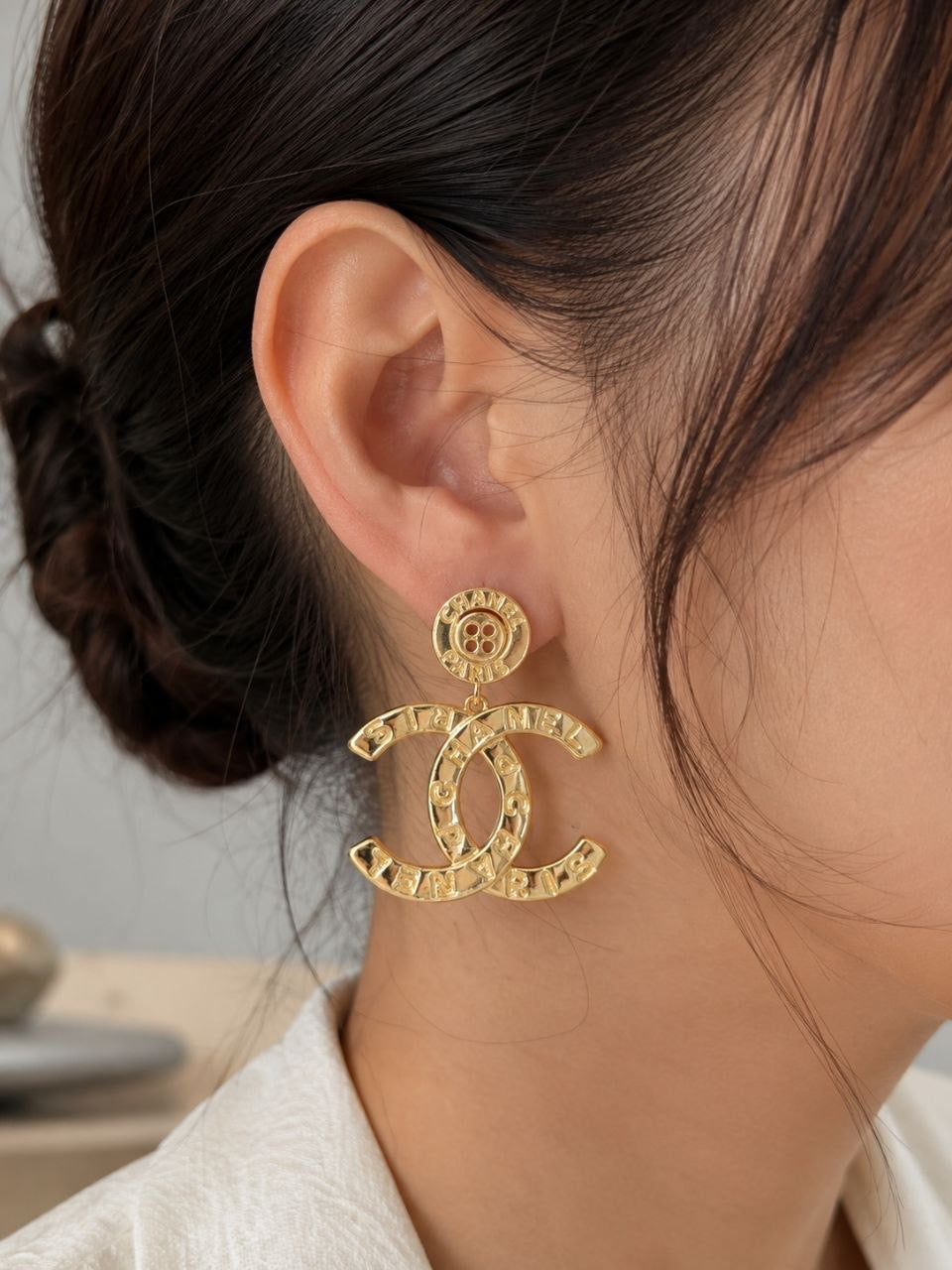 CC Gold Logo Drop Earrings