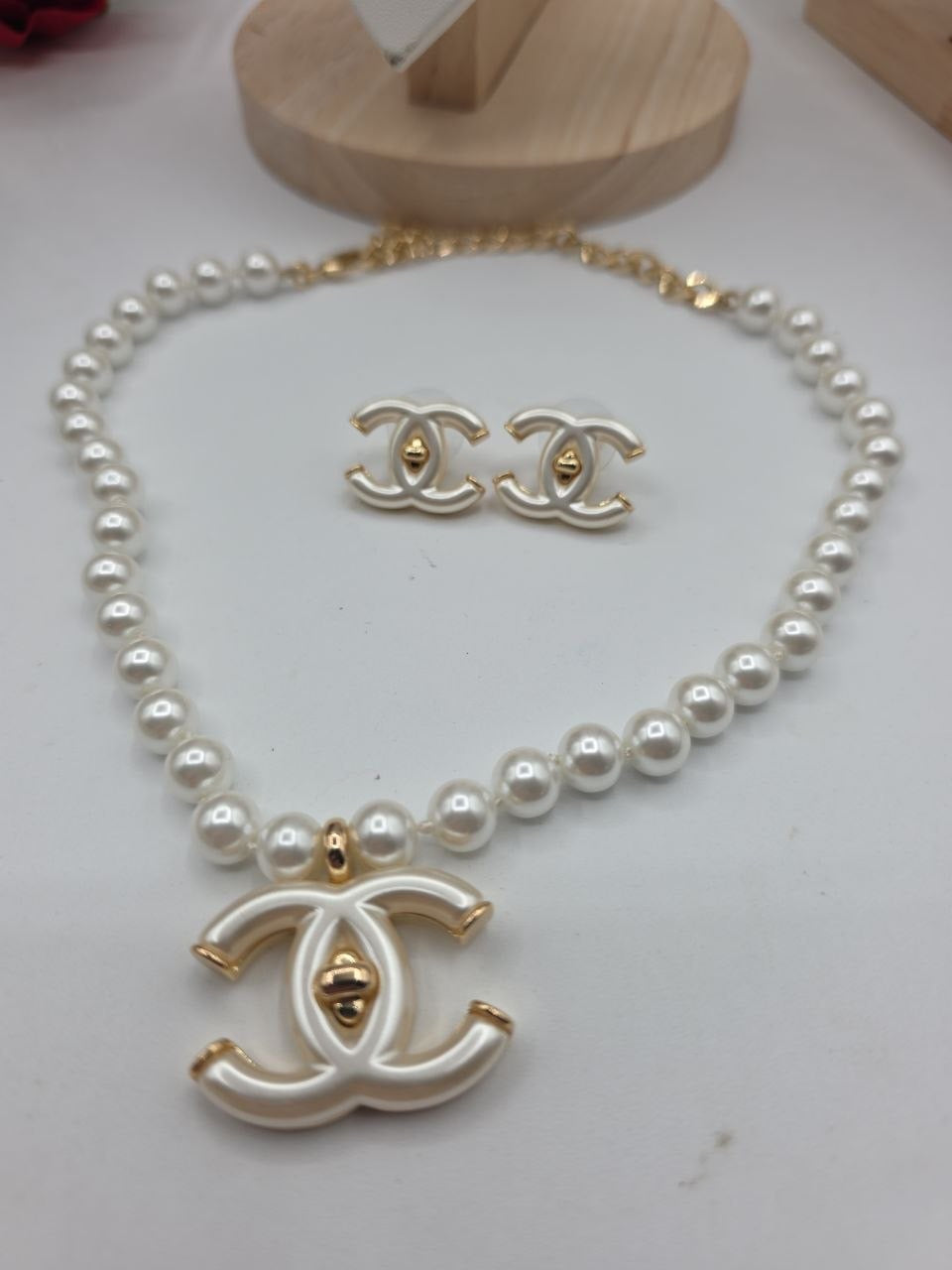 CC Pearl Stud Earrings