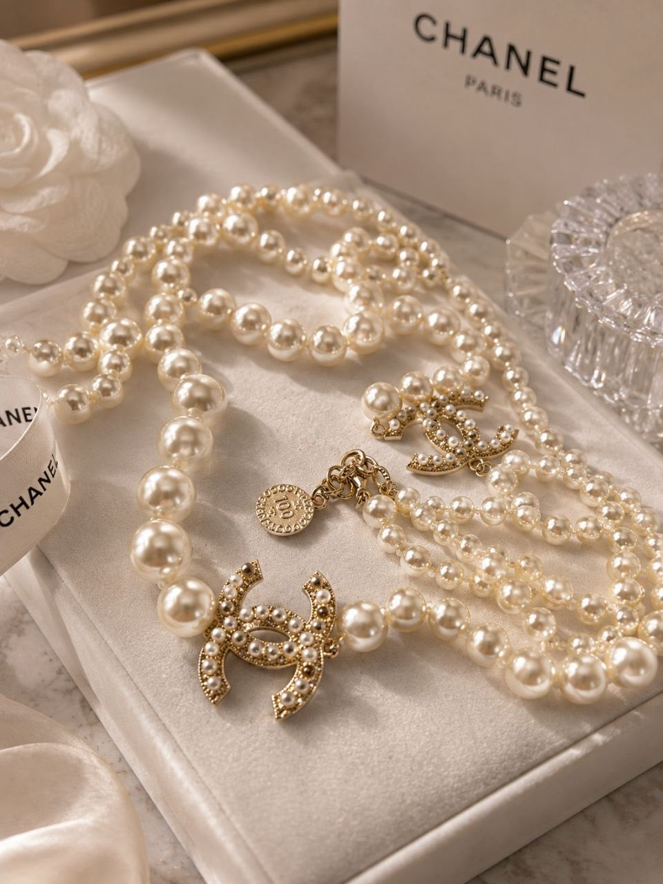 CC Crystal Pearl Necklace