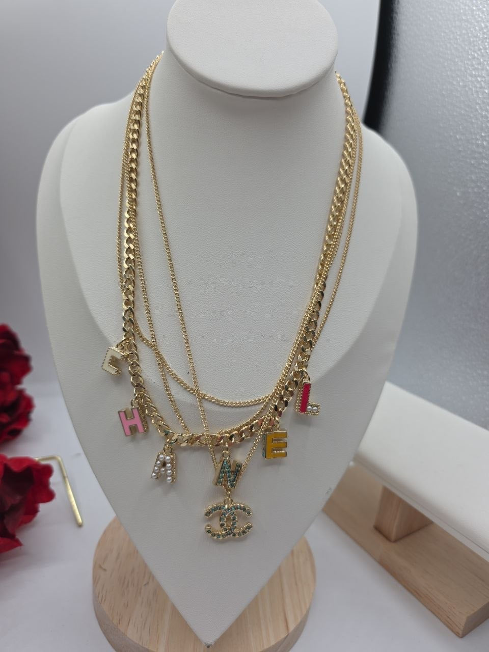 Layered CC Charm Necklace