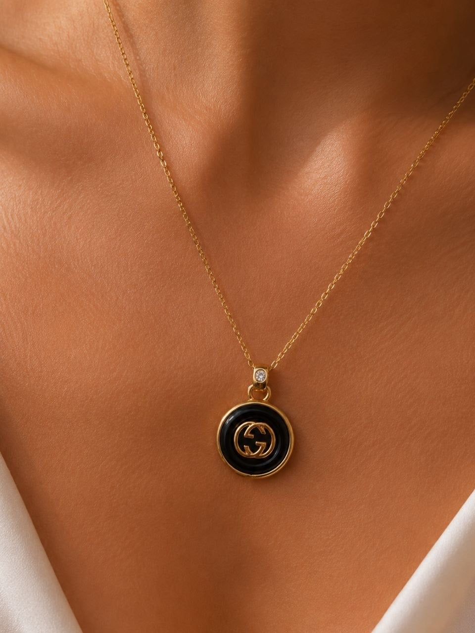 GG Black Medallion Necklace