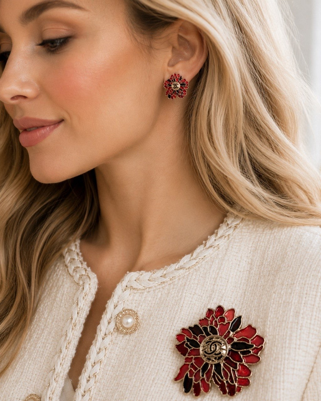 CC Red Floral Brooch