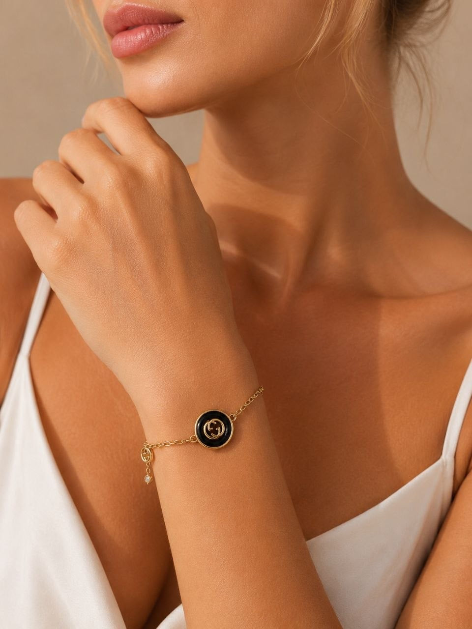 GG Black Medallion Bracelet