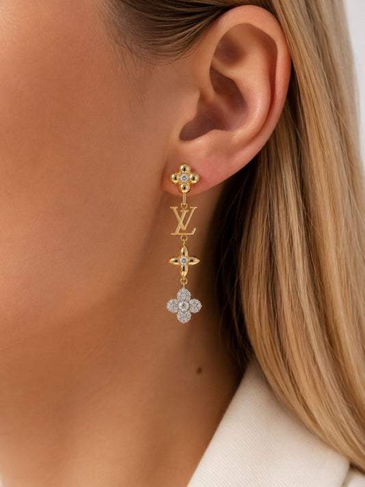 LV Crystal Drop Earrings