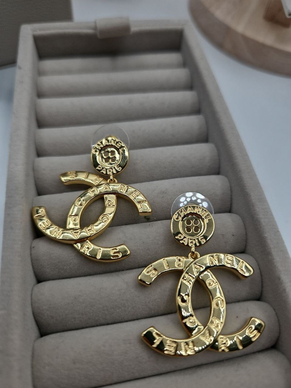 CC Gold Logo Drop Earrings