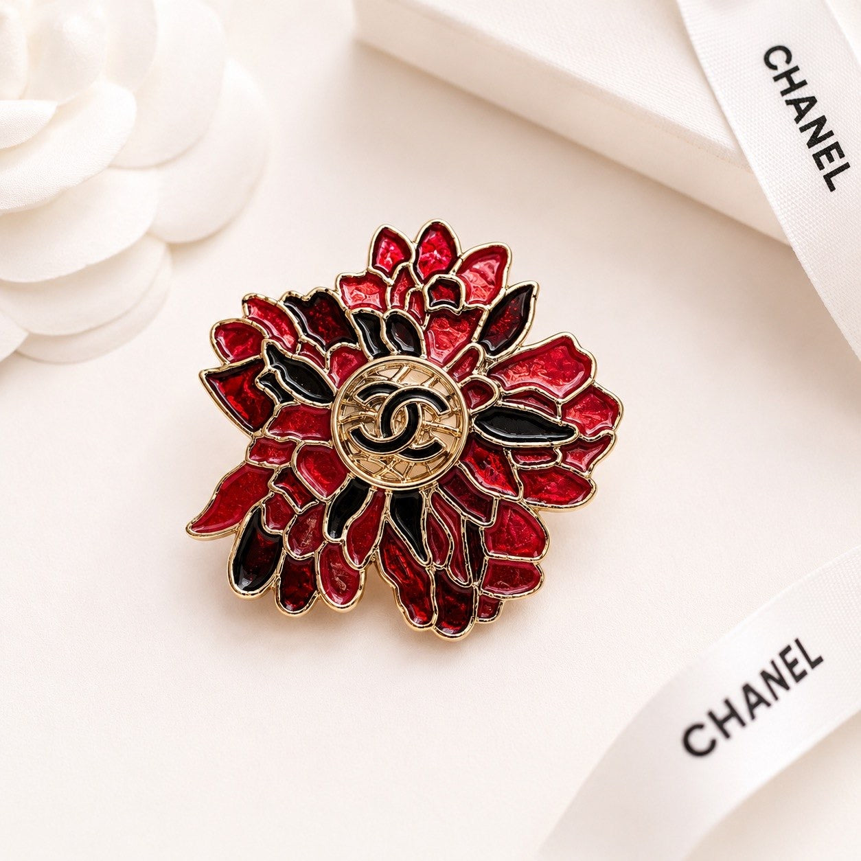 CC Red Floral Brooch