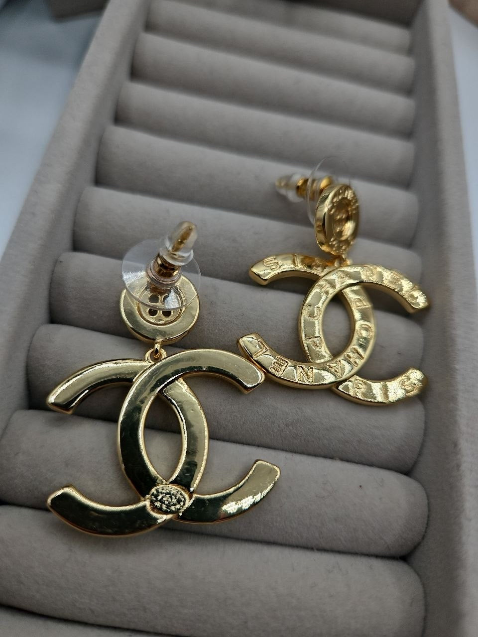 CC Gold Logo Drop Earrings