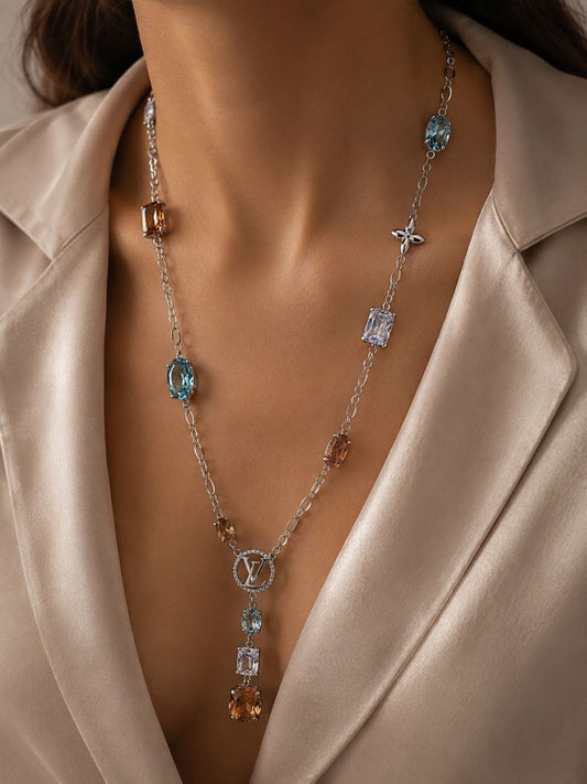 LV Crystal Y Necklace