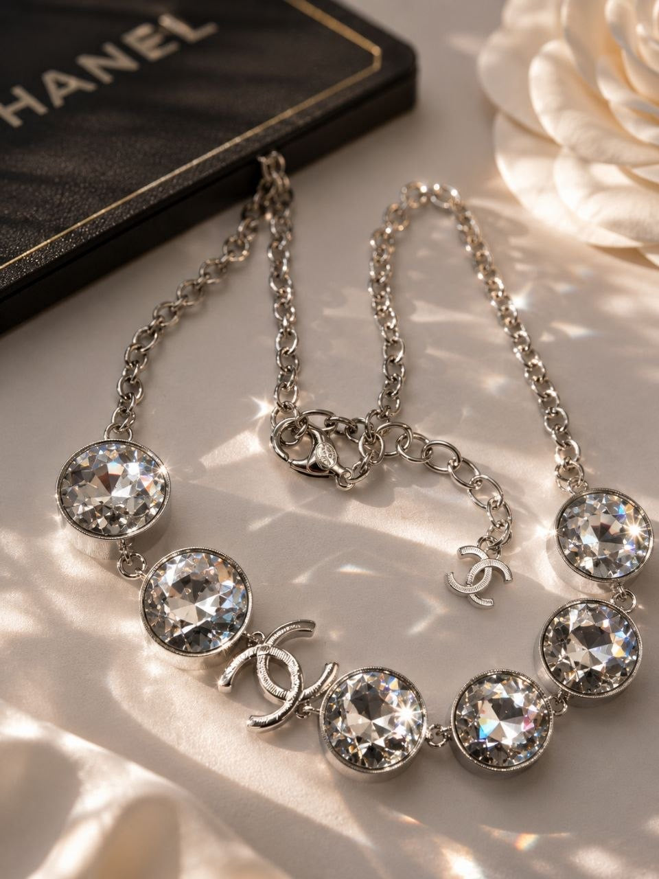 CC Silver Crystal Statement Necklace