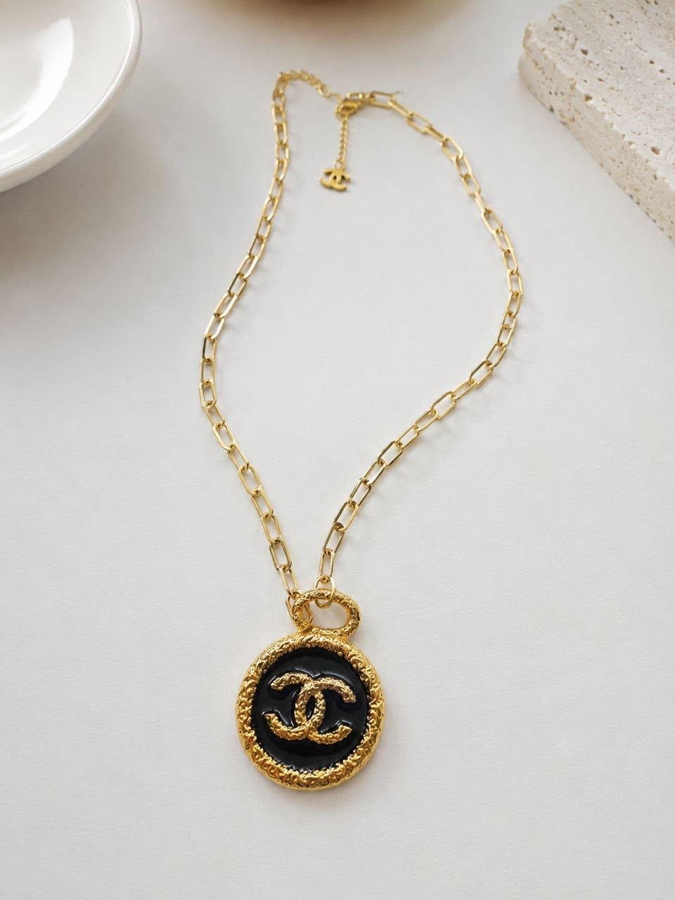 CC Black Medallion Necklace