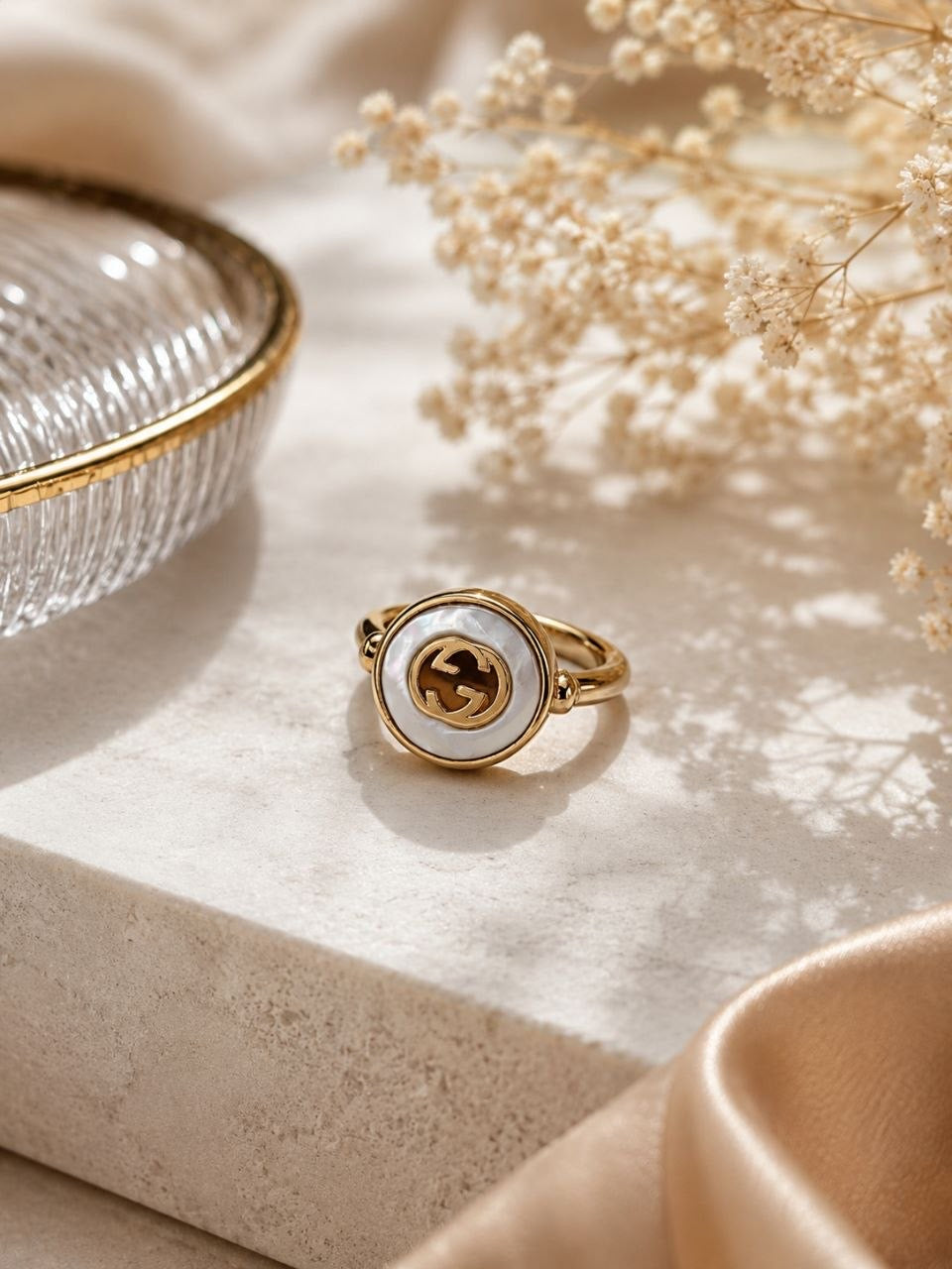 GG White Medallion Ring