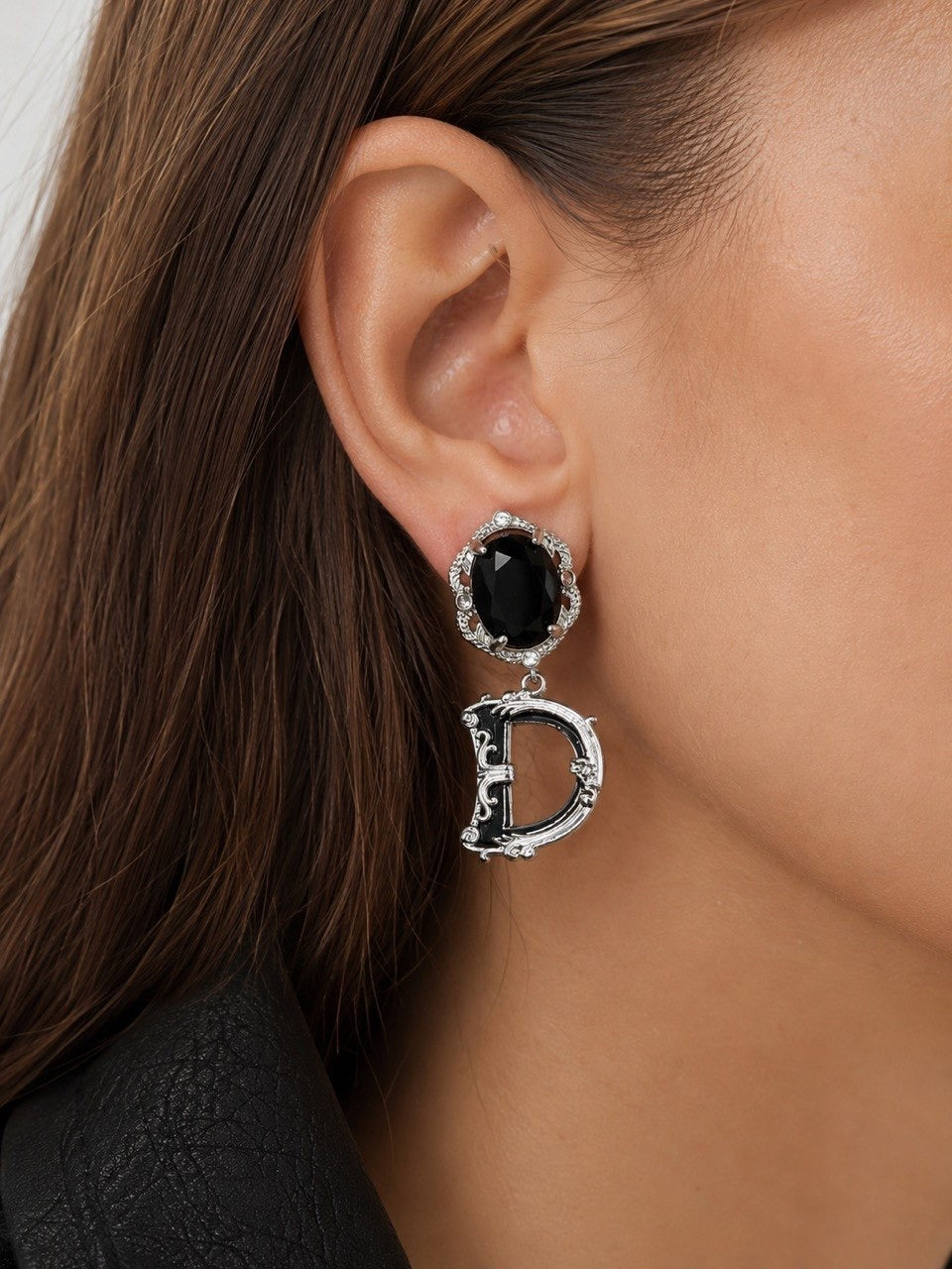 DG Black Crystal Drop Earrings