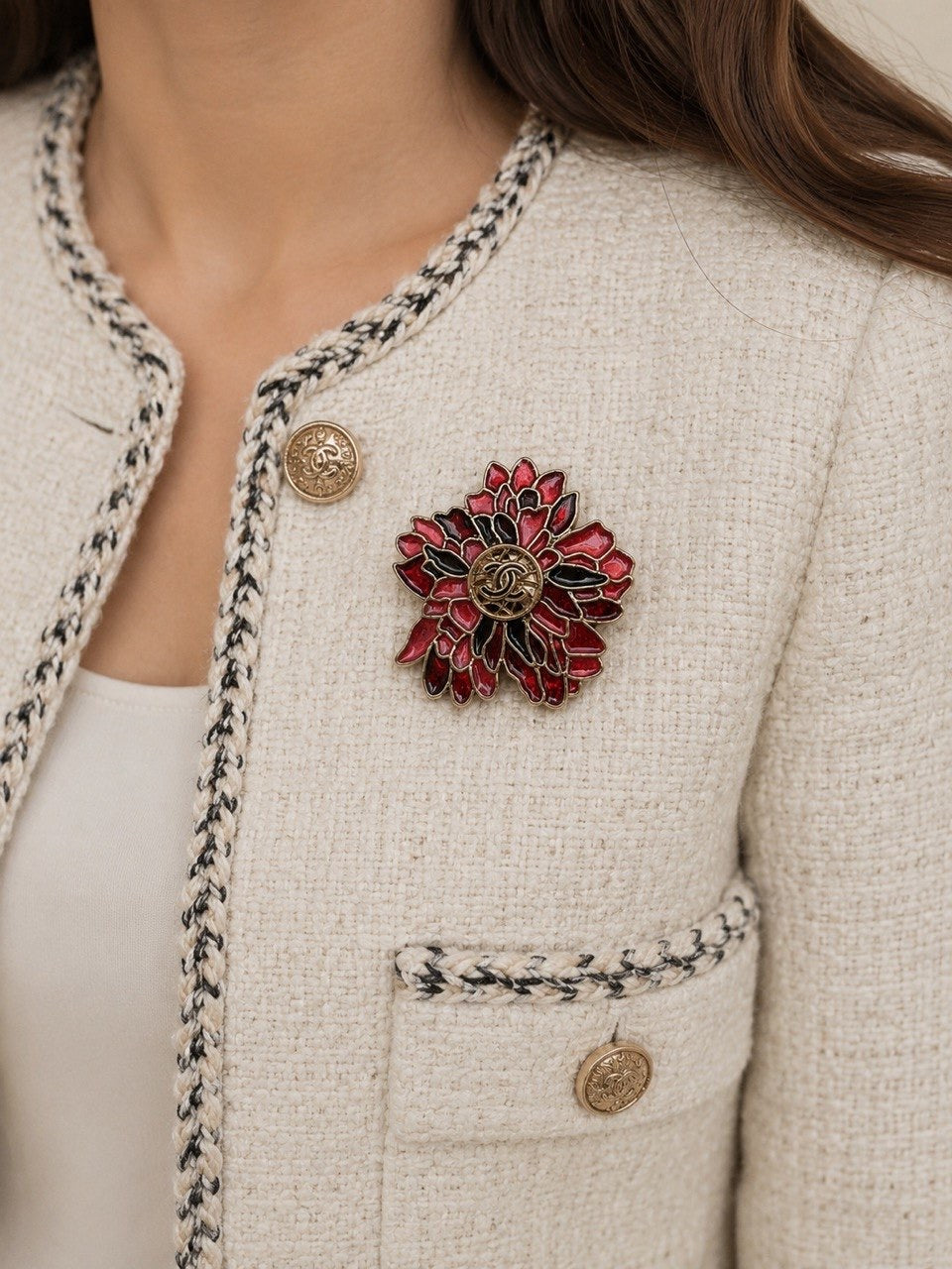 CC Red Floral Brooch