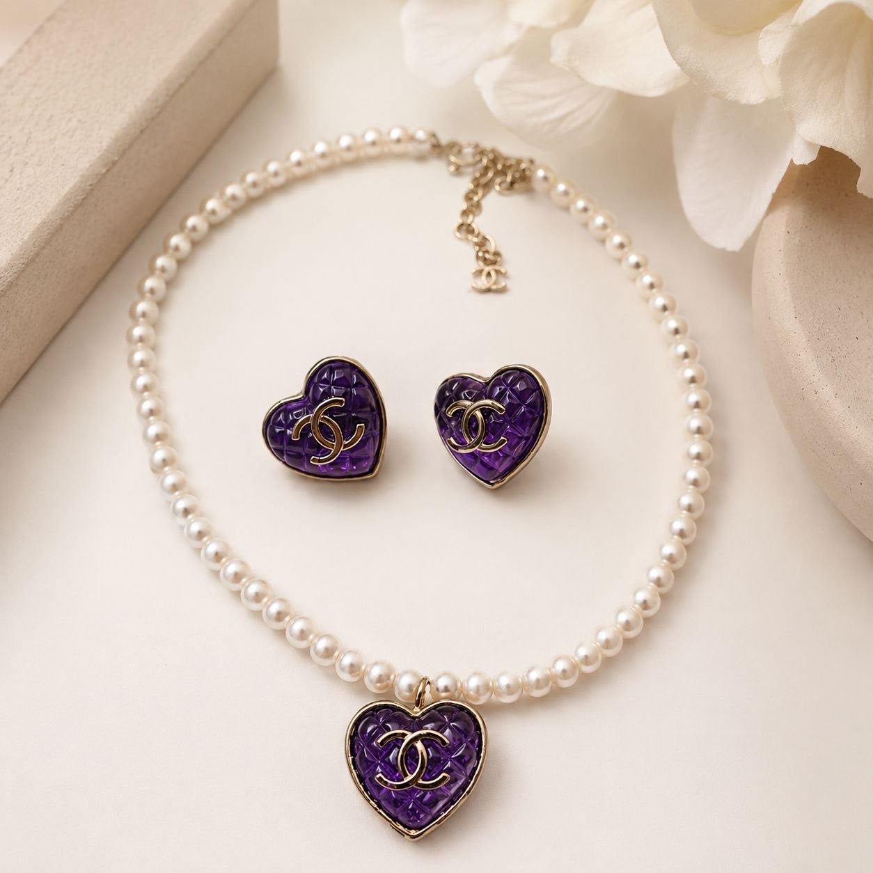 CC Purple Heart Stud Earrings