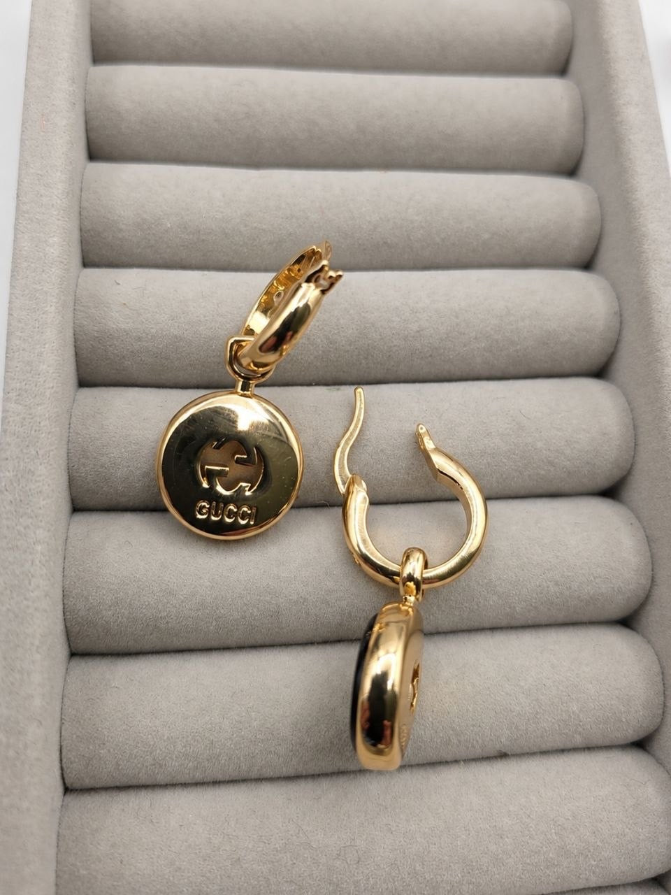 GG Black Medallion Drop Earrings