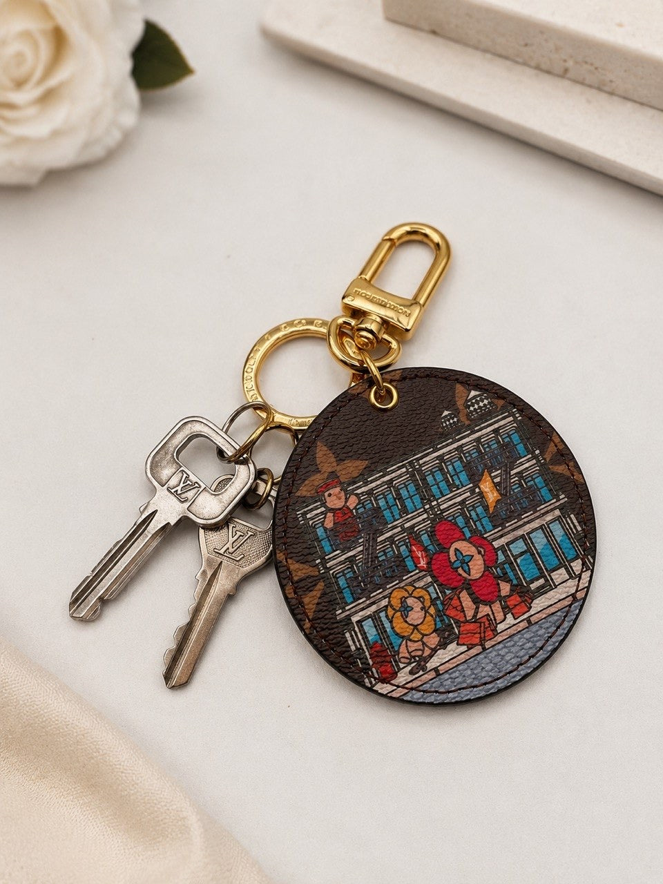 LV City Print Keychain