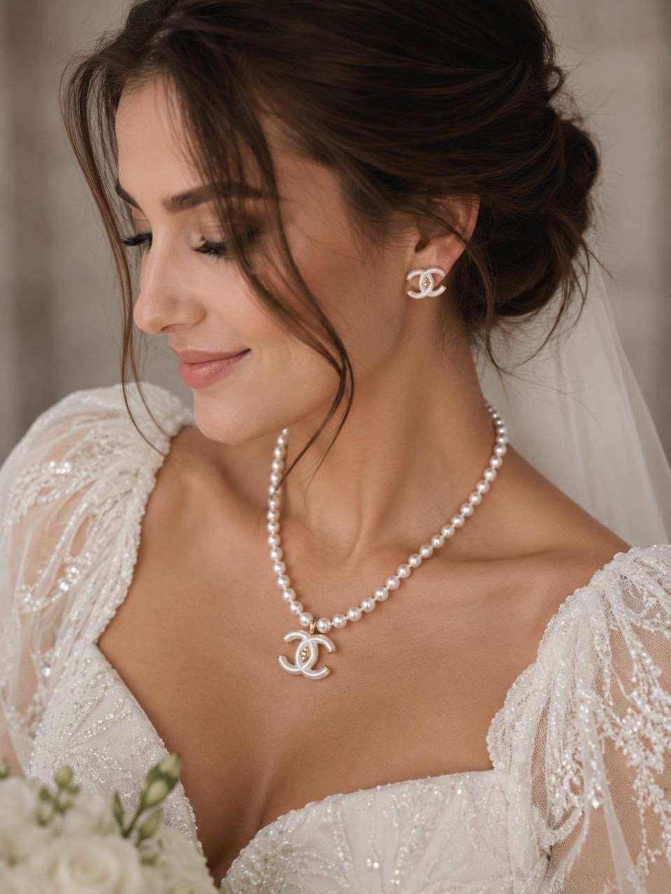 CC Pearl Stud Earrings