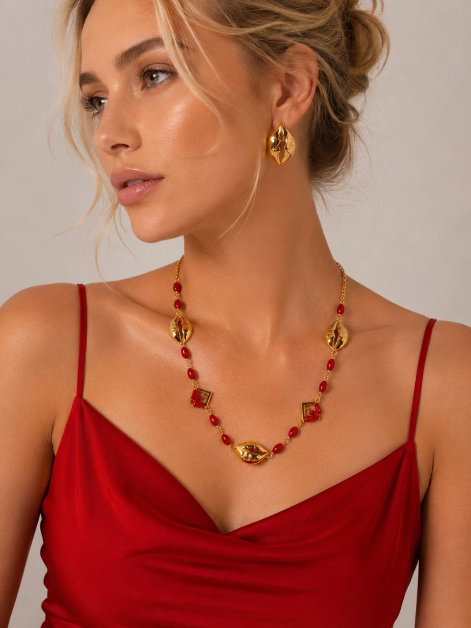 FF Red Beaded Necklace