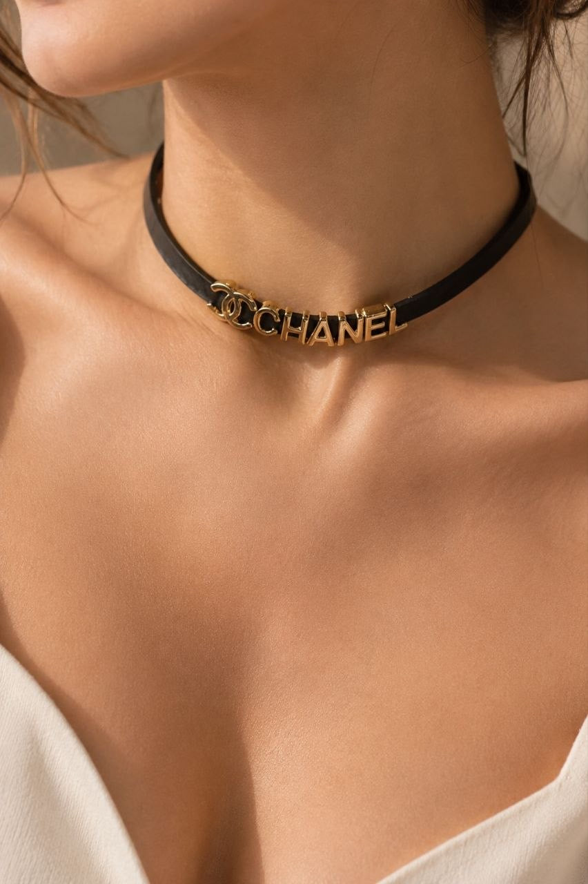 CC Logo Leather Choker