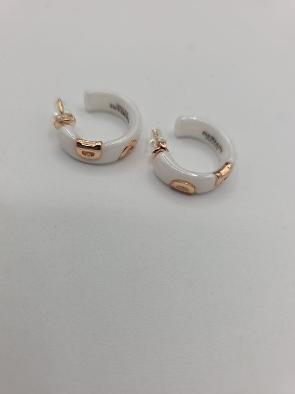 Damiani White Ceramic Hoop Earrings